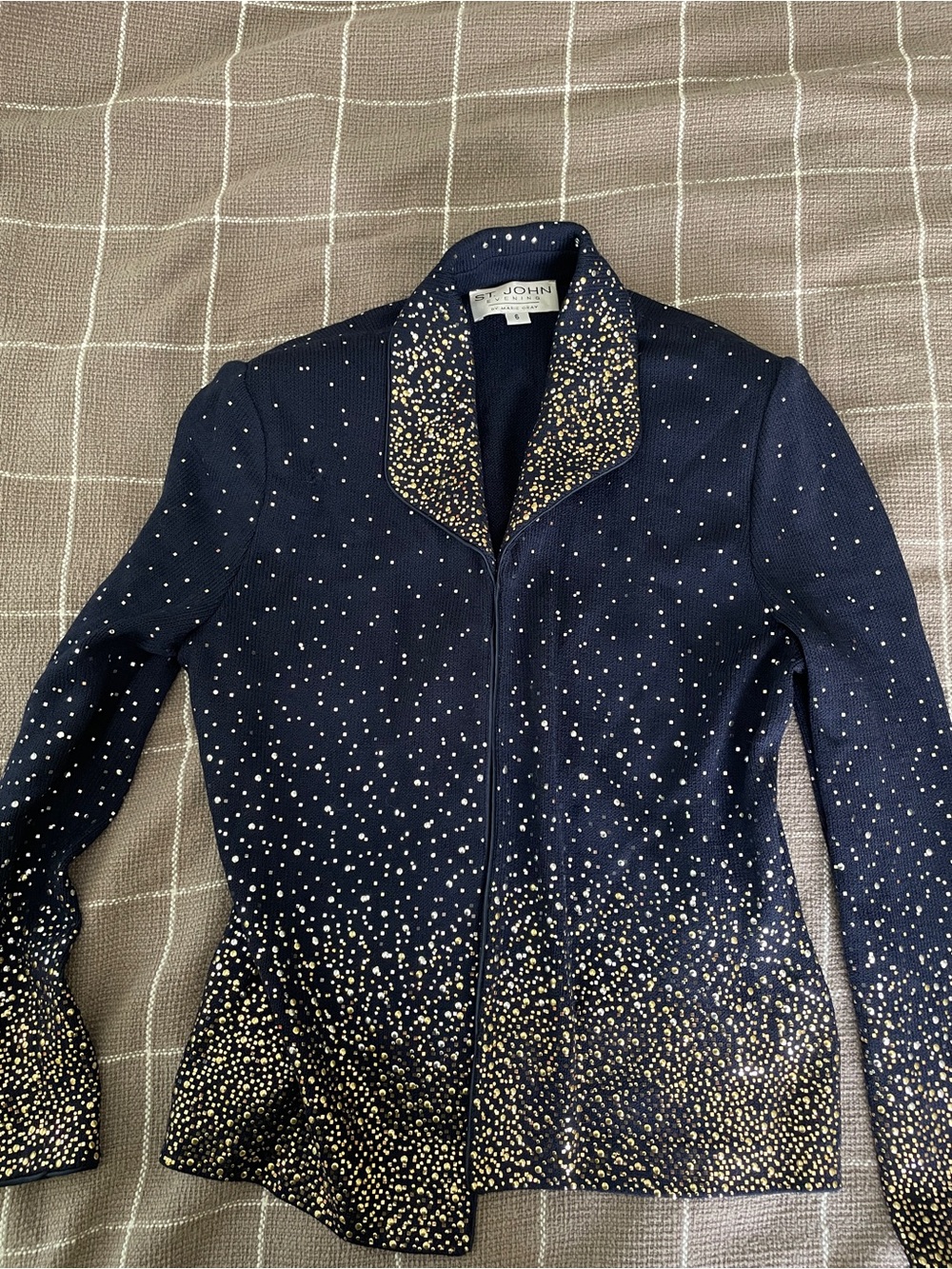 St. John Navy Jacket with Gold Speckle Embellishment